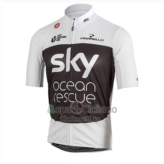 Sky Ropa Ciclismo Culotte Corto 2018 Mangas Cortas Blanco Negro